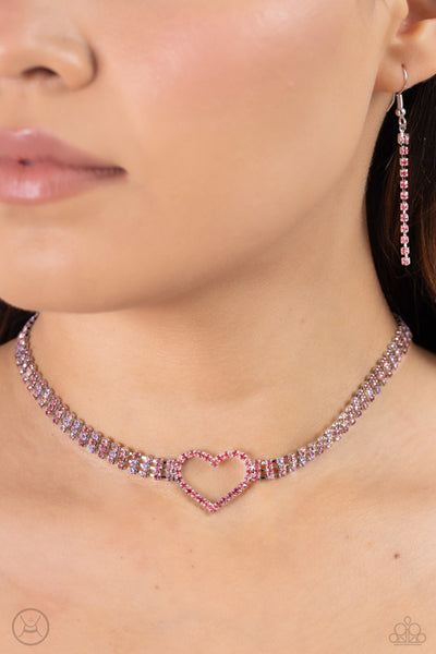 Paparazzi Rows of Romance Necklace Pink (choker)