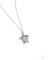 Paparazzi Turtle Tourist Necklace Green (Black Diamond Exclusive)