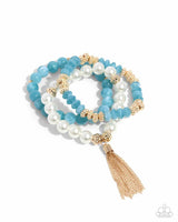 Paparazzi Marbled Masterpiece Earrings Blue & Marbled Mirage Bracelet Blue