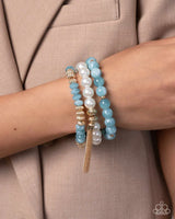 Paparazzi Marbled Masterpiece Earrings Blue & Marbled Mirage Bracelet Blue