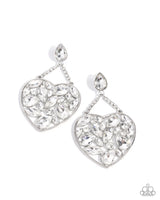 Paparazzi Glittery Gait Earrings White