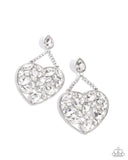 Paparazzi Glittery Gait Earrings White