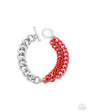 Paparazzi Iridescent Icon Necklace Red & Tourist Twist Bracelet Red