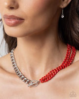 Paparazzi Iridescent Icon Necklace Red & Tourist Twist Bracelet Red