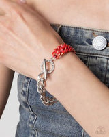 Paparazzi Iridescent Icon Necklace Red & Tourist Twist Bracelet Red