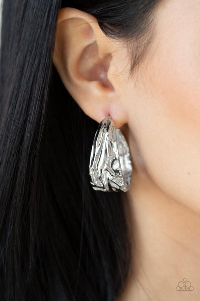 Paparazzi Badlands and Bellbottoms Earrings Silver