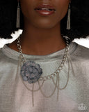 Paparazzi Deconstructed Denim Necklace Blue & Dauntless Denim Earrings Blue