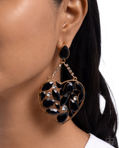 Paparazzi Glittery Gait Earrings Black