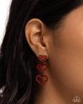 Paparazzi Sweetheart Succession Earrings Red