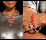 Paparazzi Locked Down Necklace Red & Locked and Loved Bracelet Red