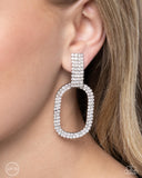 Paparazzi Guarded Glitz Earrings White (Clip-Ons)