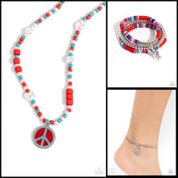 Paparazzi Pearly Possession Necklace Red, Peaceful Potential Bracelet Red & Pampered Peacemaker Anklet White