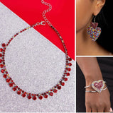 Paparazzi Flirting Flourish Earrings Red & Flirtations Finale Bracelet Red