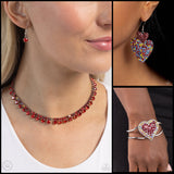 Paparazzi Flirting Flourish Earrings Red & Flirtations Finale Bracelet Red