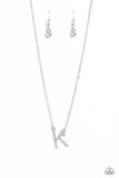 Paparazzi INITIALLY Yours - K Necklace White