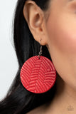 Paparazzi Leathery Loungewear Earrings Red