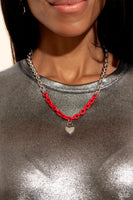 Paparazzi Locked Down Necklace Red & Locked and Loved Bracelet Red