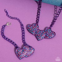 Paparazzi Low-Key Lovestruck Necklace Purple & Lovestruck Lineup Bracelet Purple