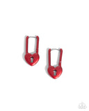 Paparazzi Pampered Padlock Earrings Red