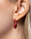 Paparazzi Pampered Padlock Earrings Red