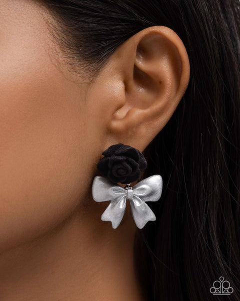 Paparazzi Rosette Rarity Earrings Black