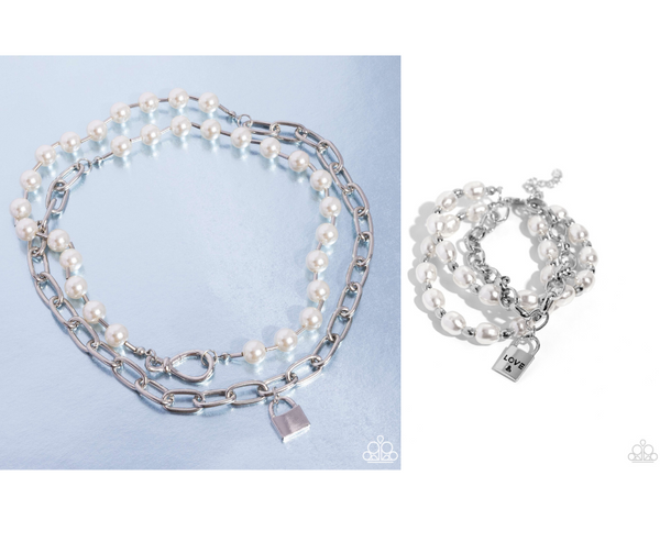 Paparazzi Infinite Industry Necklace White & LOVE-Locked Legacy Bracelet White