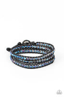 Paparazzi Galactic Knockout Necklace Blue, Embedded Edge Earrings Blue & What Goes Around Bracelet Multi