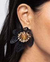 Paparazzi Wonderland Wallflower Earrings Black