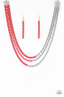 Paparazzi Turn Up the Volume Necklace Red - Glitz By Lisa 