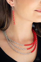 Paparazzi Turn Up the Volume Necklace Red - Glitz By Lisa 