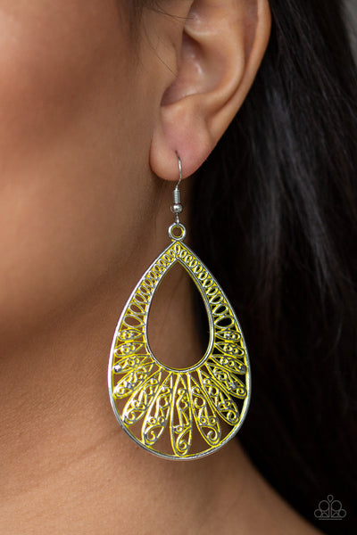 Paparazzi Flamingo Flamenco Earrrings Yellow - Glitz By Lisa 