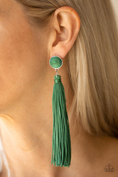 Paparazzi Tightrope Tassel Earrings Green - Glitz By Lisa 