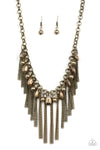 Paparazzi Industrial Intensity Necklace Brass - Glitz By Lisa 