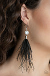 Paparazzi Feathered Flamboyance Earrings Black - Glitz By Lisa 