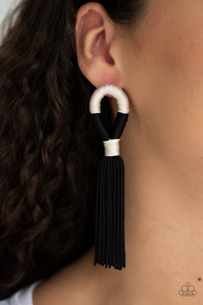Paparazzi Moroccan Mambo Earrings Black - Glitz By Lisa 