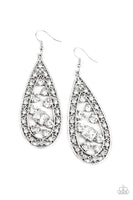 Paparazzi Drop-Dead Dazzle Earrings White - Glitz By Lisa 