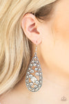 Paparazzi Drop-Dead Dazzle Earrings White - Glitz By Lisa 