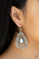 Paparazzi Floral Frill Earrings White - Glitz By Lisa 