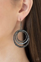 Paparazzi Metallic Ruffle Earrings Black - Glitz By Lisa 