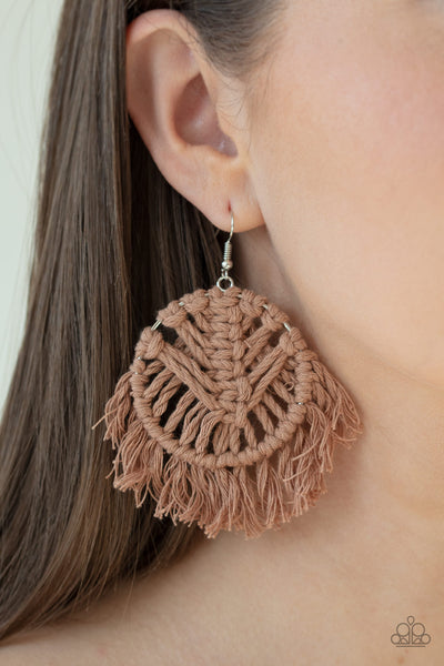 Paparazzi All About MACRAME Earrings Brown - Glitz By Lisa 
