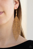Paparazzi Feather Fantasy Earrings Gold - Glitz By Lisa 