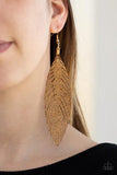 Paparazzi Feather Fantasy Earrings Gold - Glitz By Lisa 