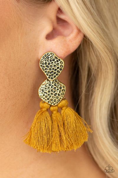 Paparazzi Tenacious Tassel Earrings Yellow - Glitz By Lisa 