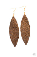 Paparazzi Feather Fantasy Earrings Gold - Glitz By Lisa 