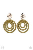 Paparazzi Whimsically Wicker Earrings Green (Clip Ons)