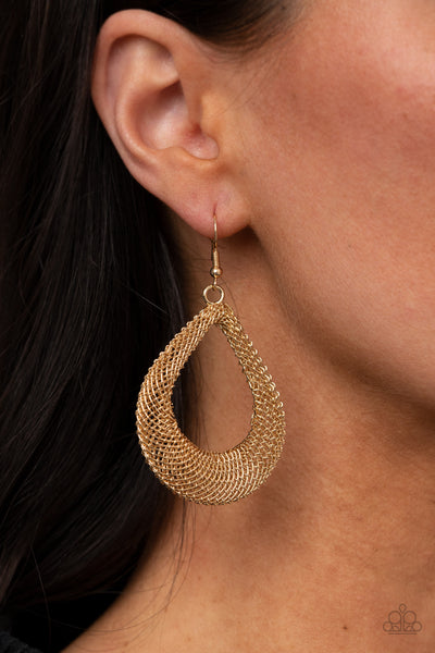 Paparazzi A Hot MESH Earrings Gold