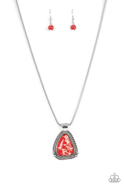 Red crackle online stone necklace paparazzi