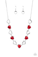 Paparazzi Contemporary Cupid Necklace Red & Sentimental Sweethearts Bracelet Red