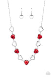 Paparazzi Contemporary Cupid Necklace Red & Sentimental Sweethearts Bracelet Red