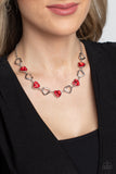 Paparazzi Contemporary Cupid Necklace Red & Sentimental Sweethearts Bracelet Red